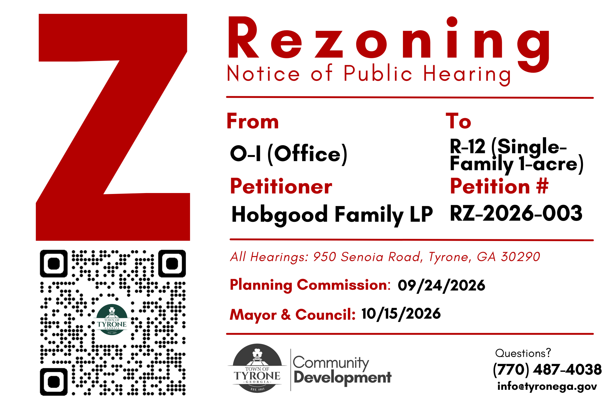 Rezoning hearing sign