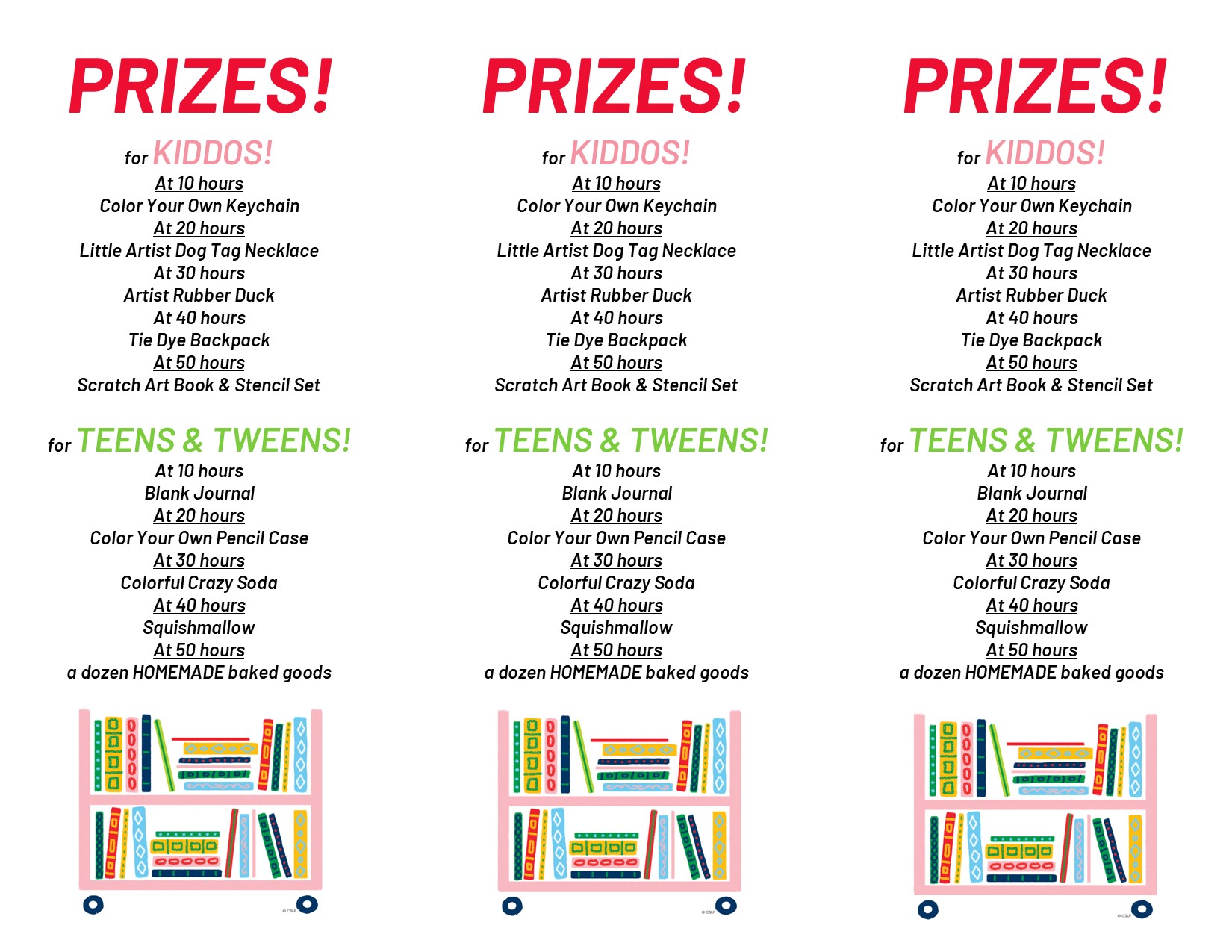 Summer Reading Prizes 1/2